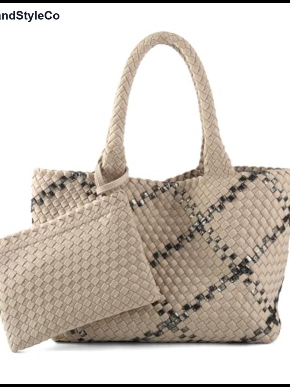 Handwoven Neoprene Tote Bag with Matching Clutch Lightweight Beach Bag